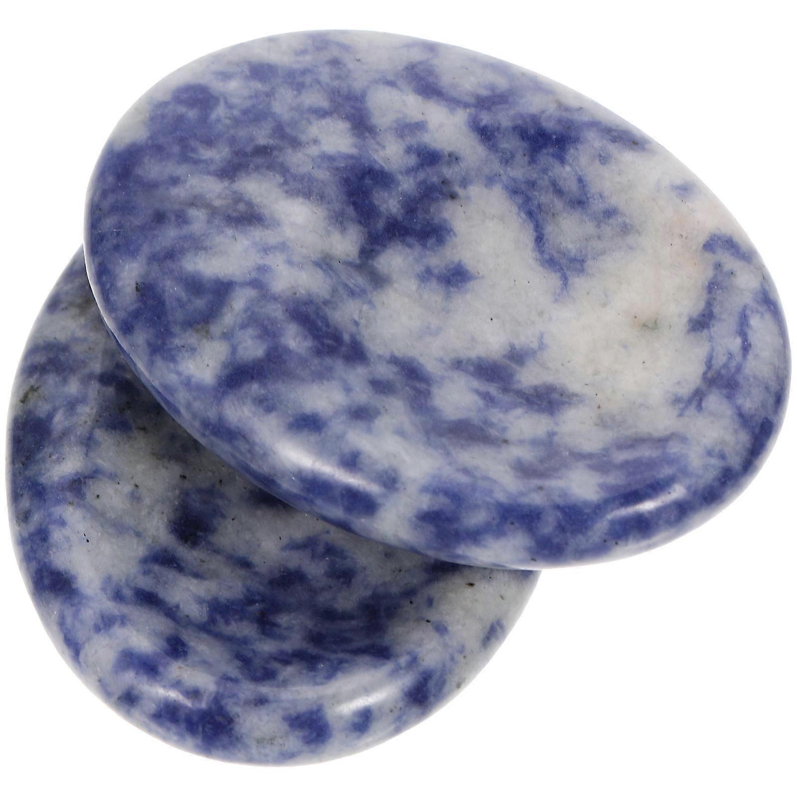 Blue Natural Thumb Stone for Mini Massage Stone 2Pcs