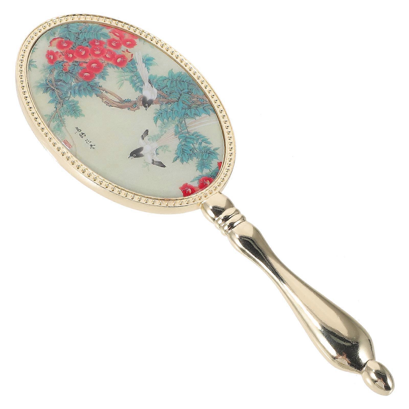 Vintage Handheld Mirror for Makeup with Handle 4Pcs Portable Mirror