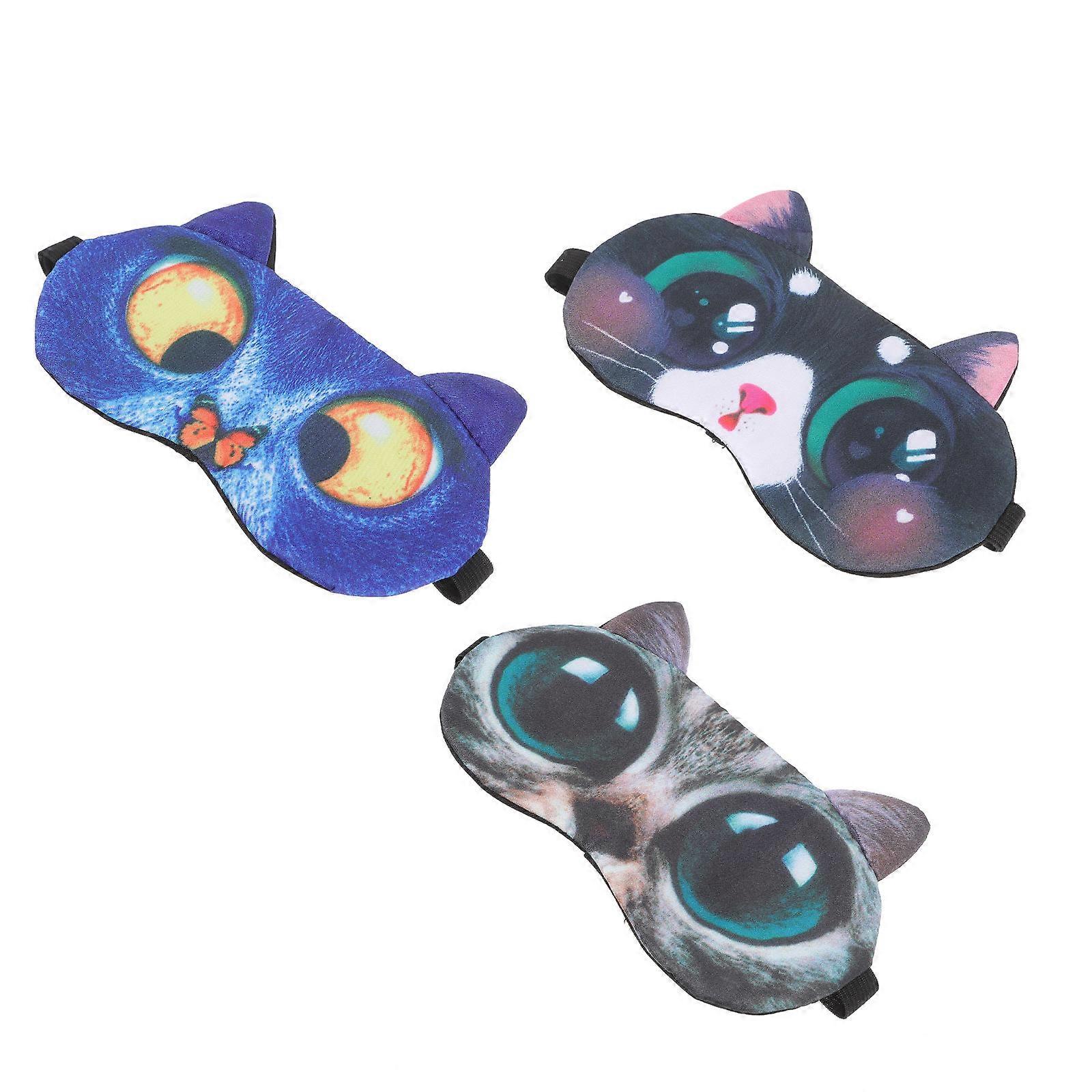 Sleeping Eye Mask Cat Pattern for Sleeping Use 3Pcs Eye Cover