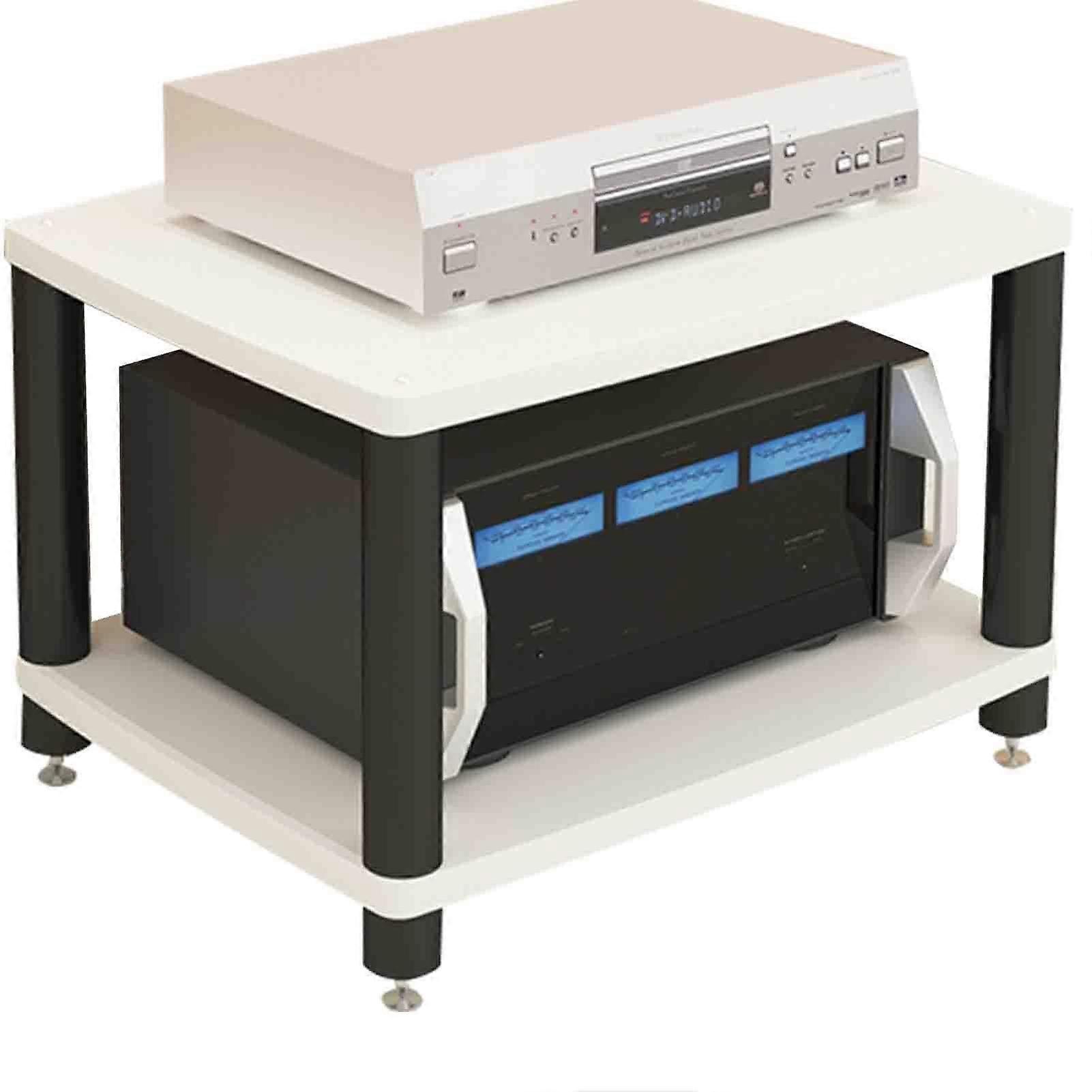 White 2Tier Audio Equipment Rack Amplifier Stand, Stable MultiLayer Storage for Home Theater