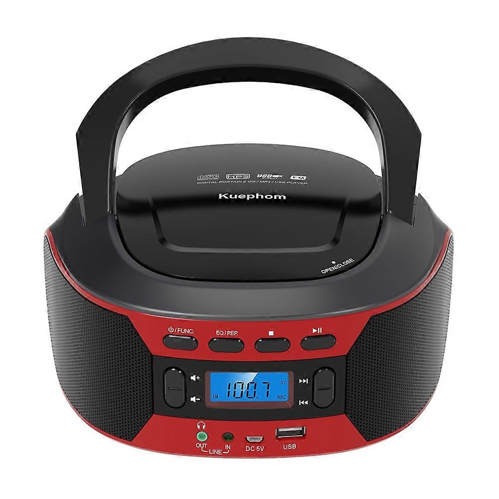 Kuephom CD Player Portable Stereo Speakers Home Walkman Radio Bluetooth Multifunction Convenient CD Player US Plug