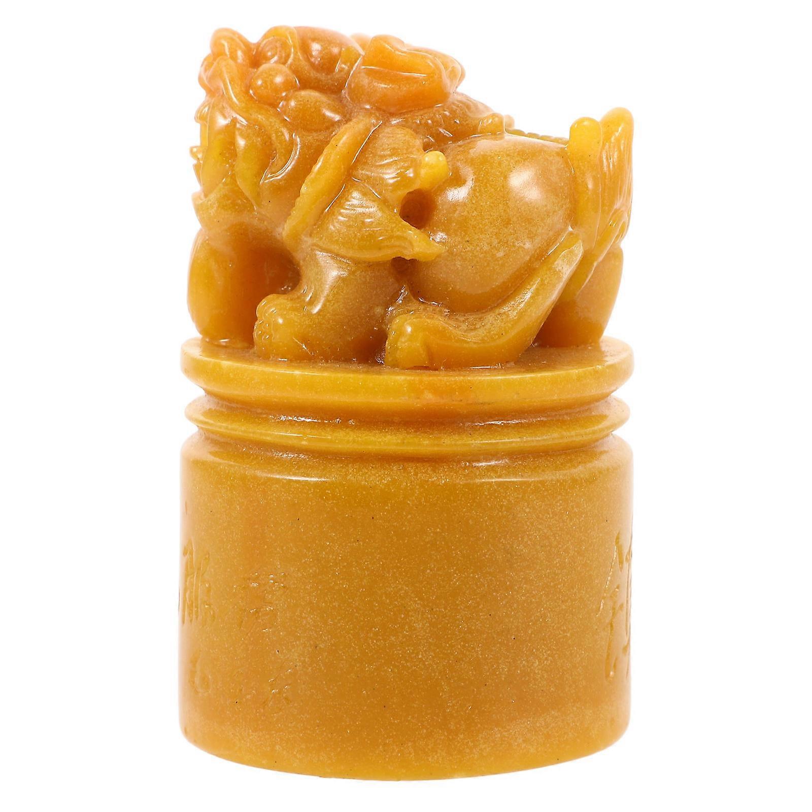 Chinese Seal Stone Stamp for DIY Use Durable Light Brown Stone