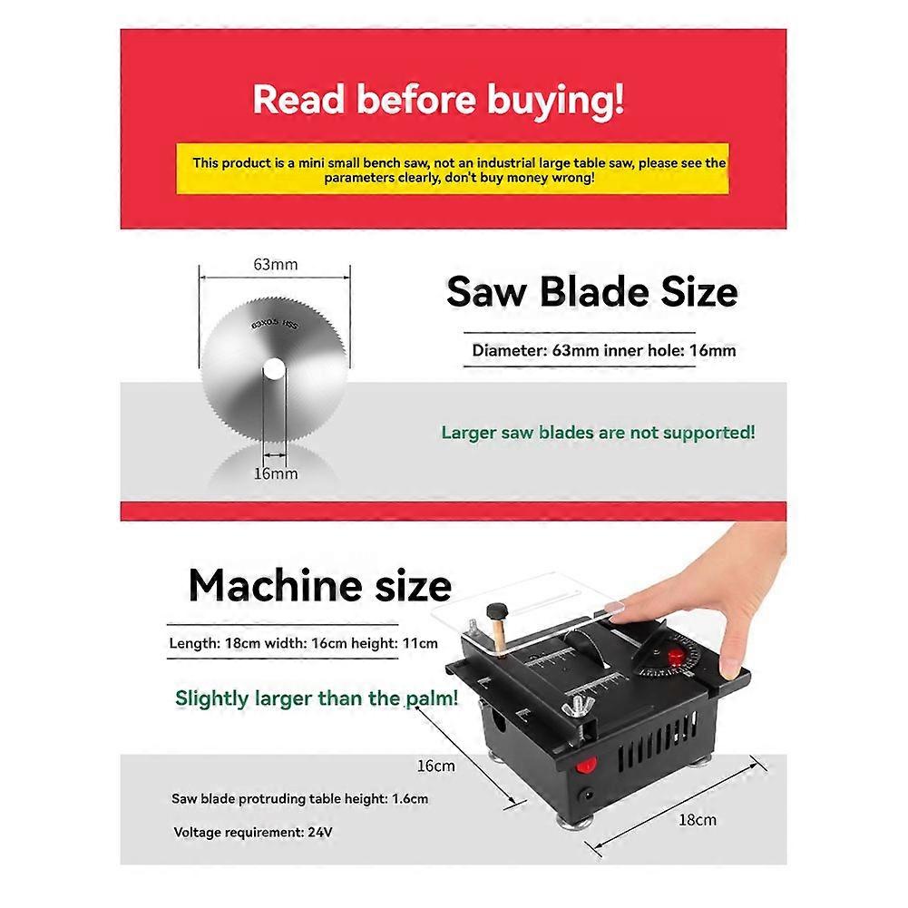 Mini Table Saw, Mini Table Saw for Wood Cutting Crafts ,Mini Multi-Functional Table Saw,US Plug