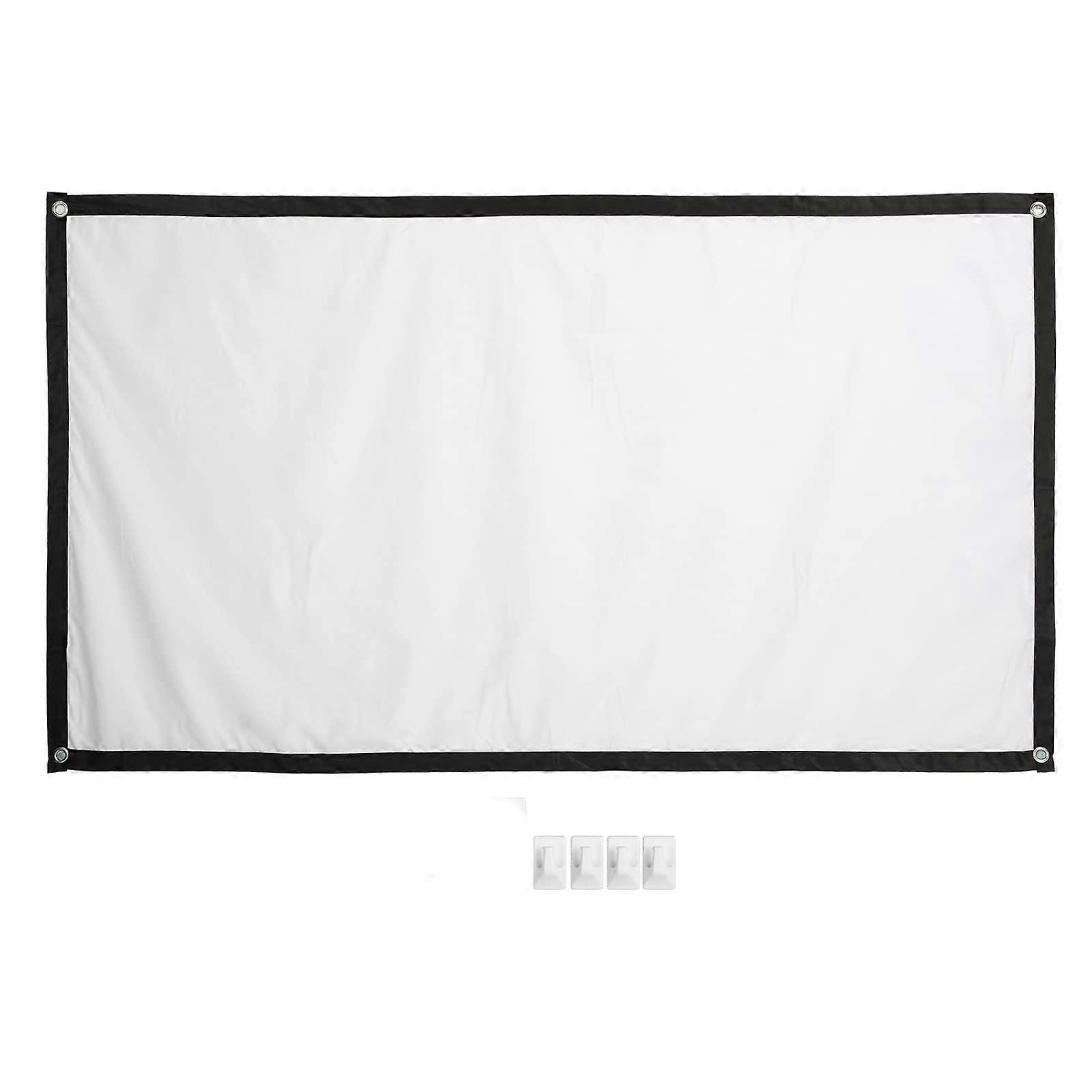 Polyester Wrinkle Resistant Projector Screen 33.0 X 25.0 X 3.0 60Inch Density Indoor Outdoor Portable With 4 Hooks