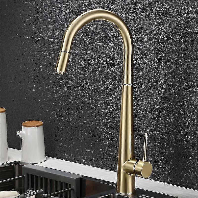 Brushed gold pull out kitchen faucet for Stream, single hole mixer.