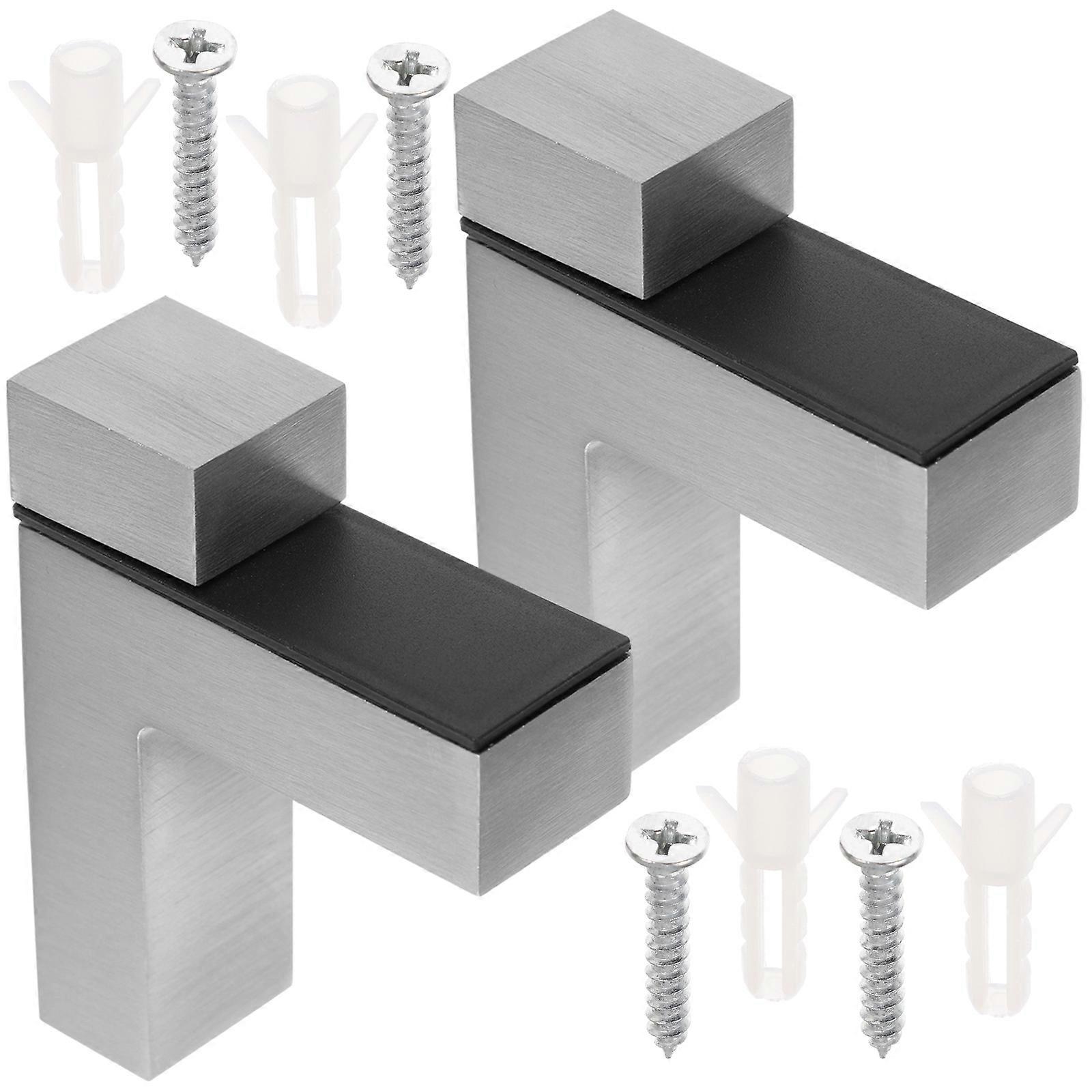 Silver Glass Shelf Bracket for Wall Mount Adjustable Heavy Duty 8Pcs