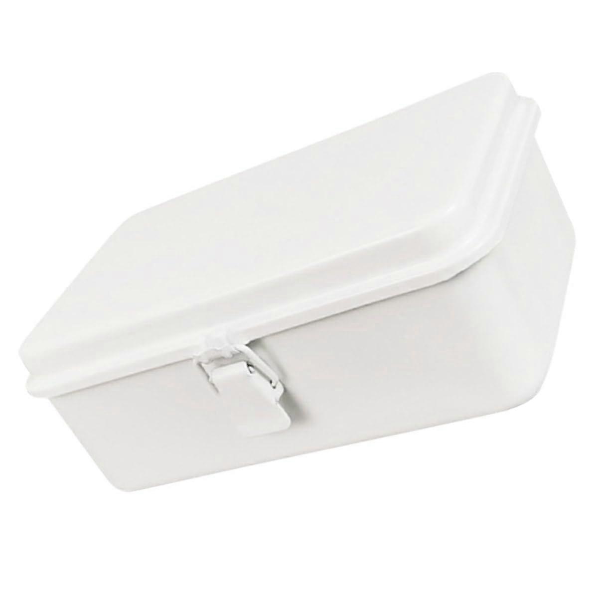 Lockable Metal Toolbox Vintage White Durable Compact Storage Organizer for Home and Office
