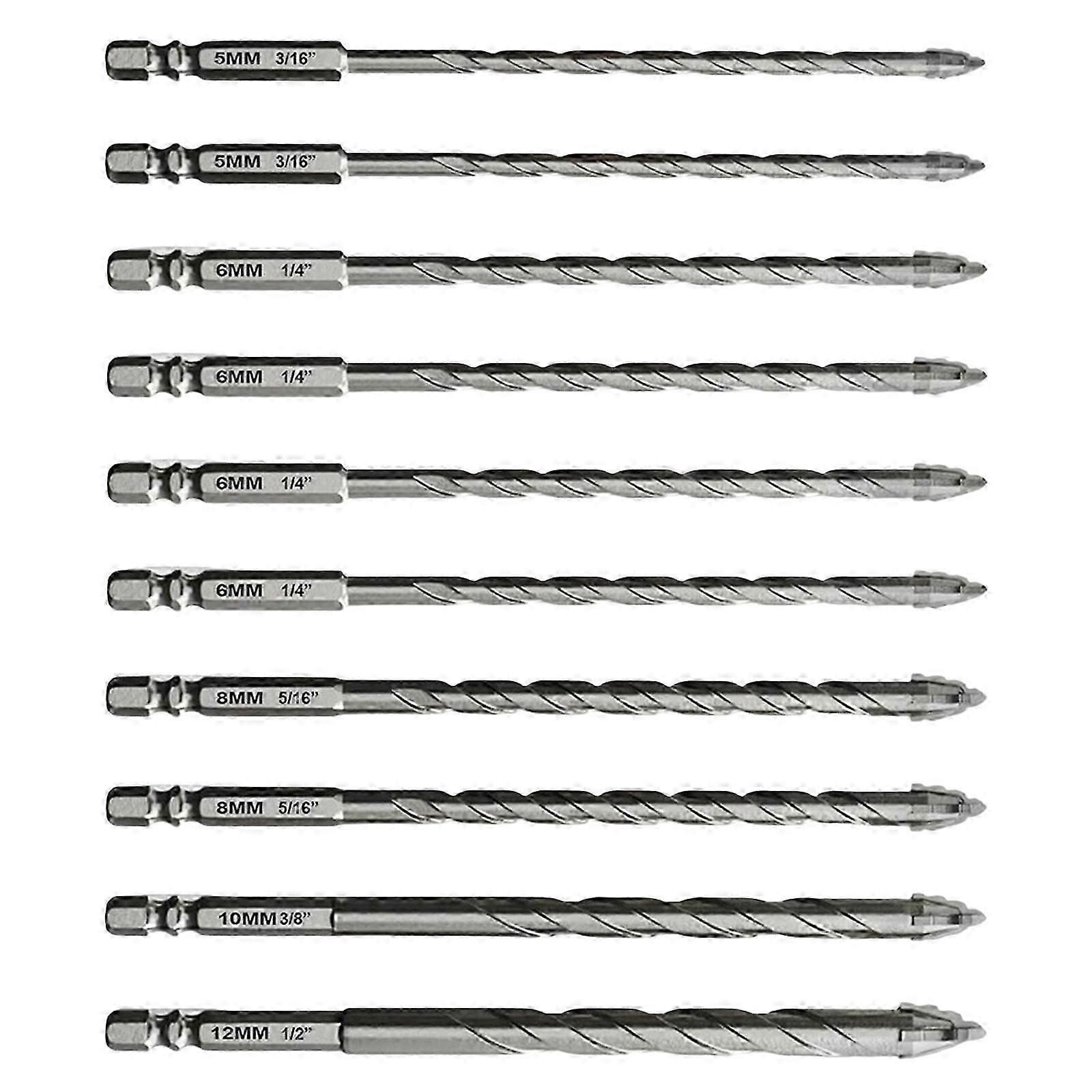 10Pcs Serrated Drill Bit Set for Brick & Wood, High Hardness Bevel Tip