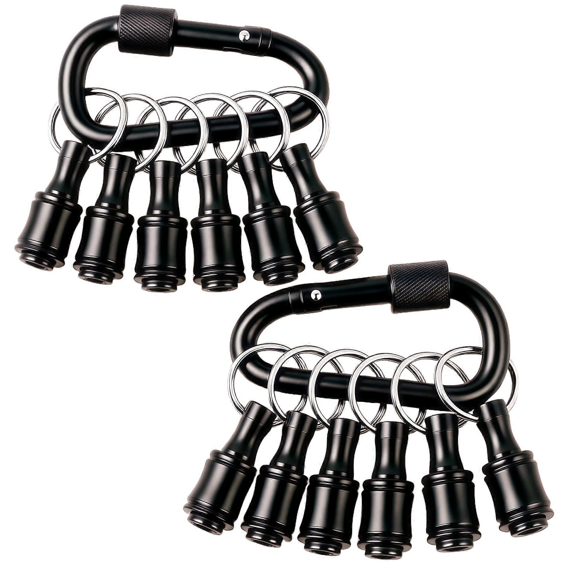 Drill Bit Holder 12pcs 1/4 Inch Hex Shank Aluminum Alloy Quick Change with Carabiner Keychain