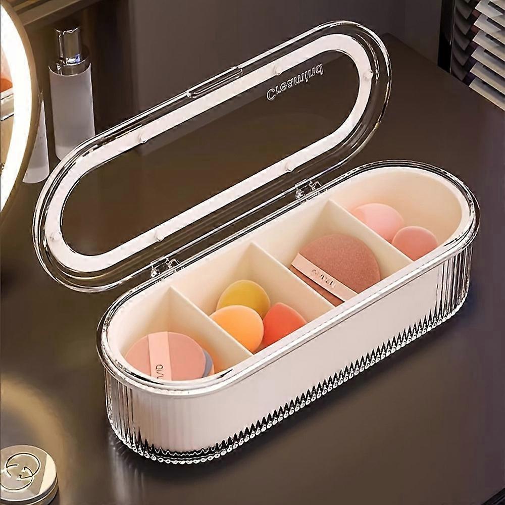 Cosmetic Sponge Holder 4 Compartments Makeup Puff Drying Rack/Storage Box/Draining Organizer for Bea