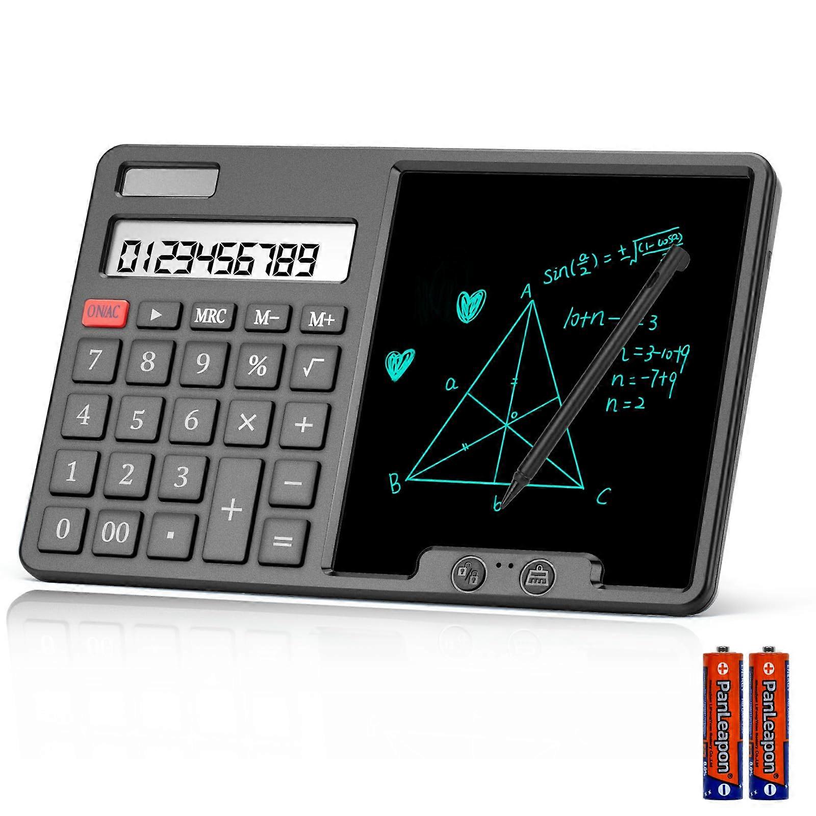Dual Screen 12Digit Calculator with Writing Pad, Solar and Battery Power for Office and Business Use