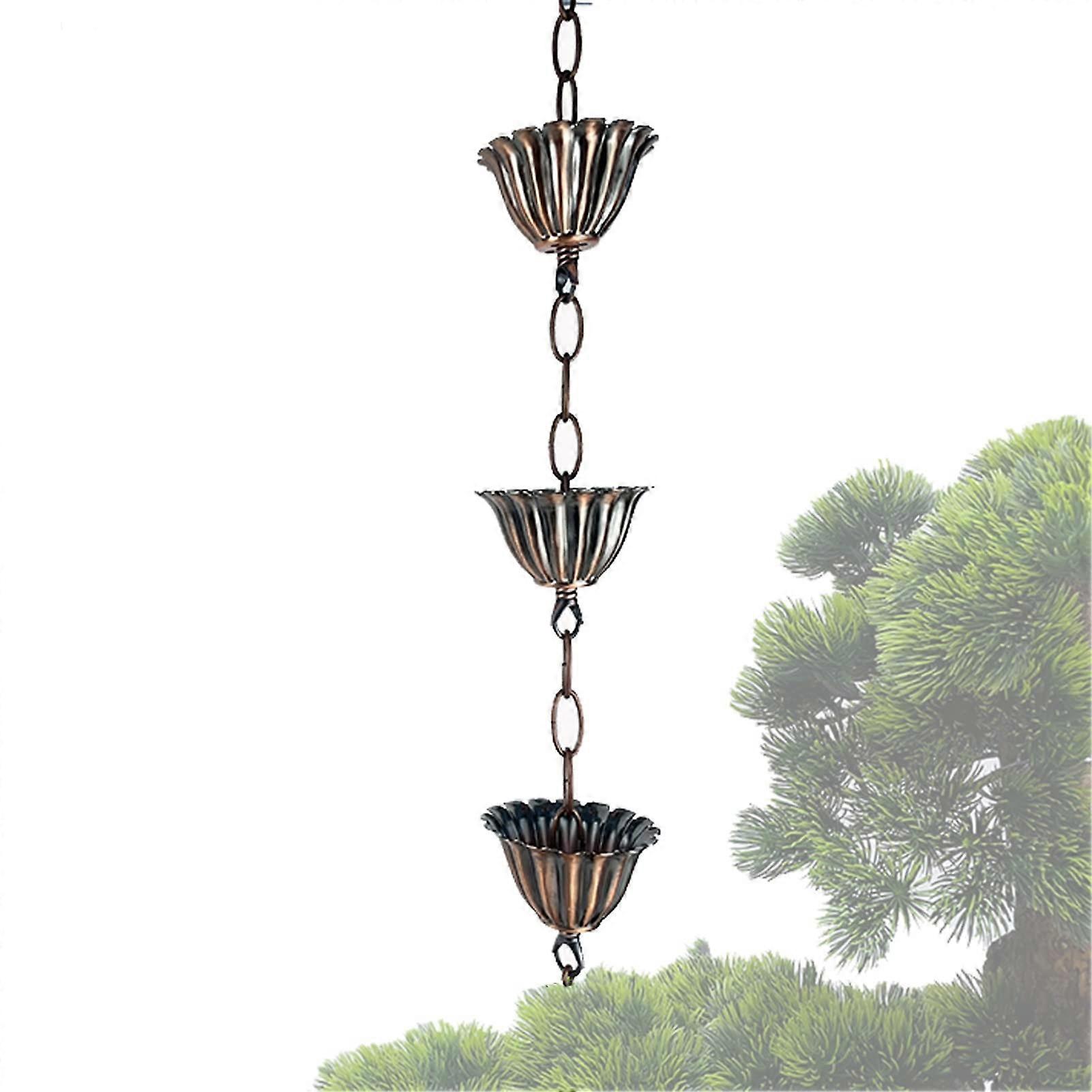 Rustic Metal Rain Chain for Gutter Downspout, WeatherResistant Adjustable 8.5ft Yard Decor