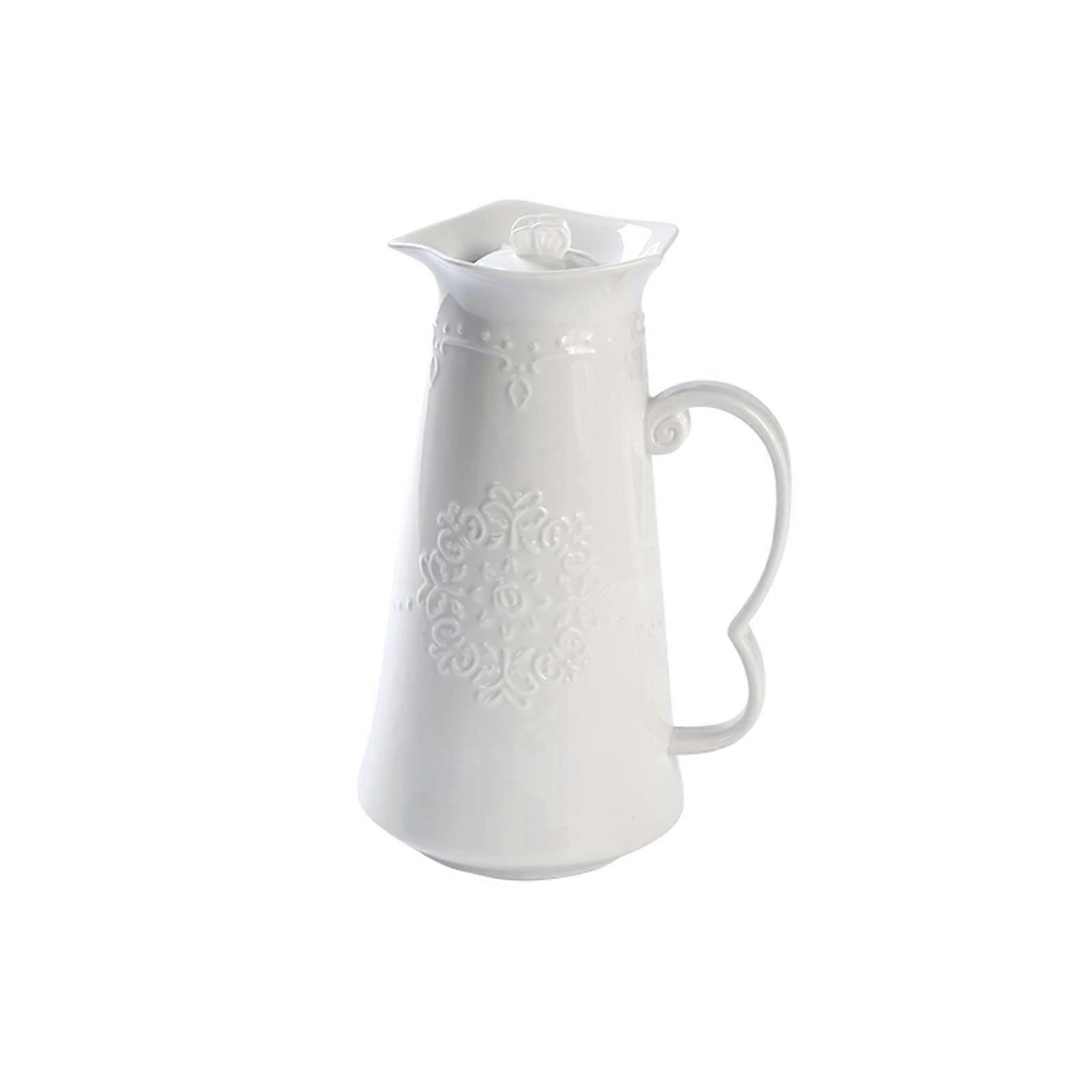Large Capacity 43.9oz Ceramic Pitcher with Smooth Olecranon Spout for Hot and Cold Beverages