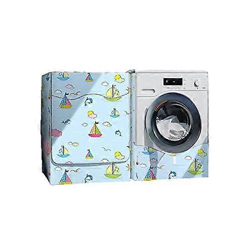 Waterproof Dustproof Front Load Washing Machine Cover with Zipper, M Cloudy Sailboat Design
