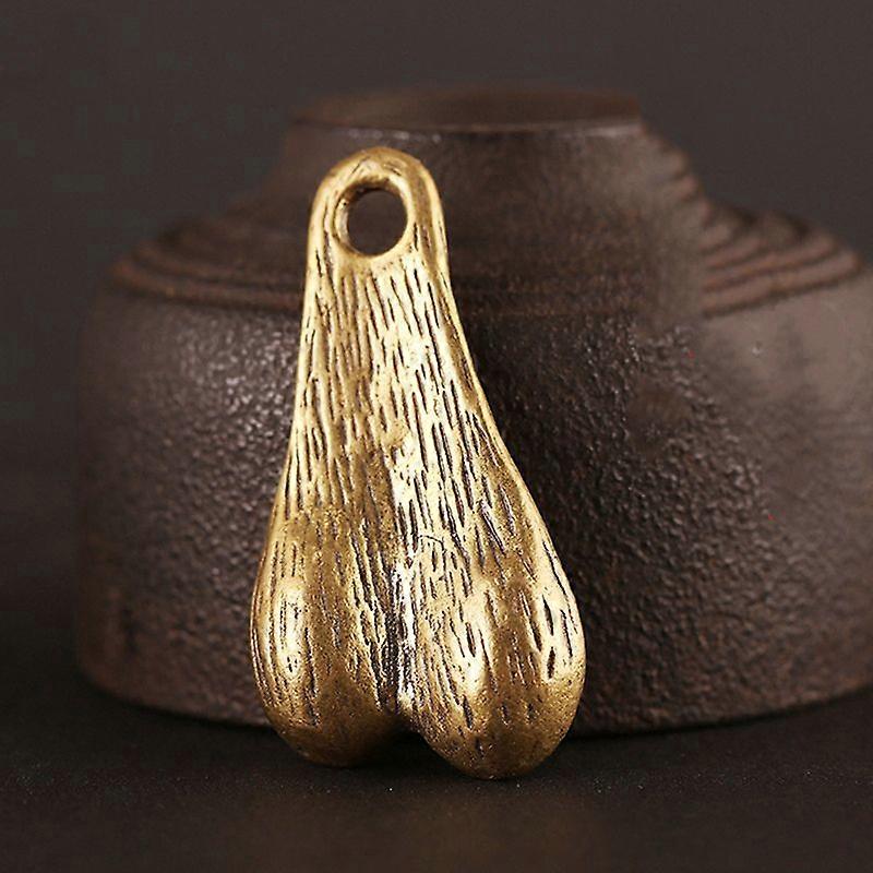 Solid Brass Men Testicles Pendant For Keychain Trendy Balls Keyring