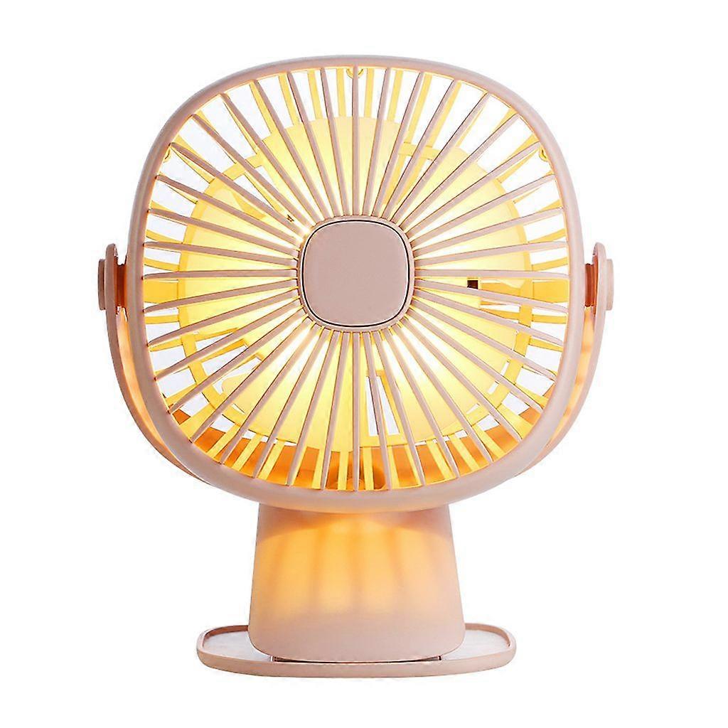 Multi-function 3-in-1 Desktop Mini Usb Charging Fan Rotary 360 Degree Square Led