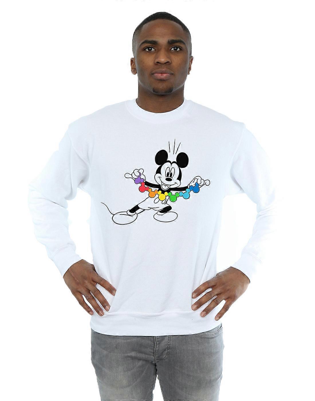 Disney Men's Mickey Mouse Rainbow Chain Sweatshirt