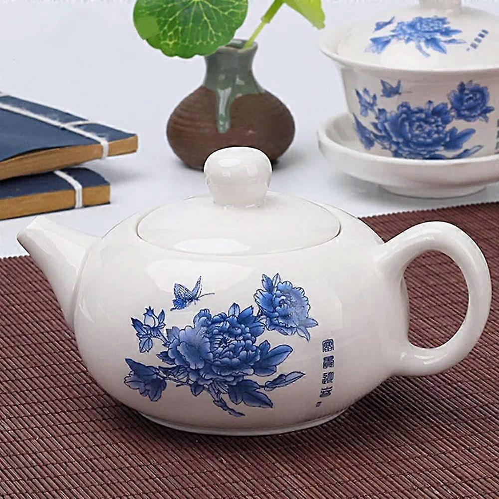 180ml Hand Painted Ceramic Teapot with Infuser White Porcelain Handmade Tea Pot for Brewing