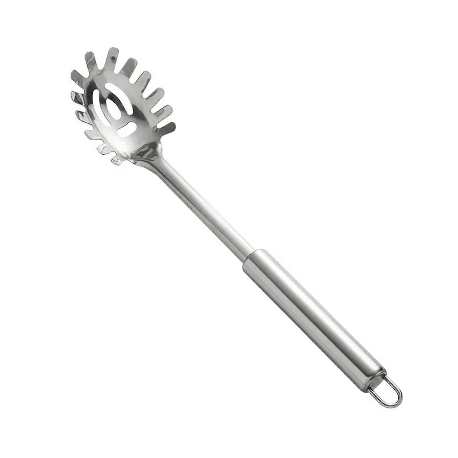 Stainless Steel Pasta Server with Ergonomic Grip, MultiPurpose Spaghetti Strainer Spoon, Dishwasher Safe