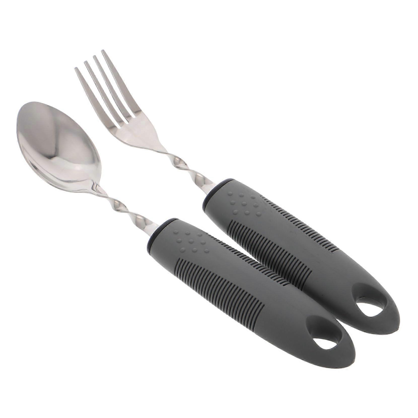 Weighted Adaptive Utensils Set for Elderly AntiTremor Bendable Stainless Steel Fork and Spoon