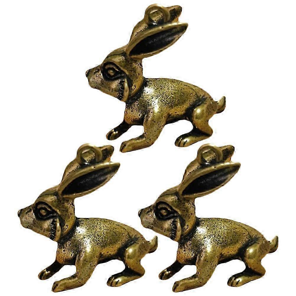 3pcs Adorable Vintage Finish Small Copper Rabbit Pendant