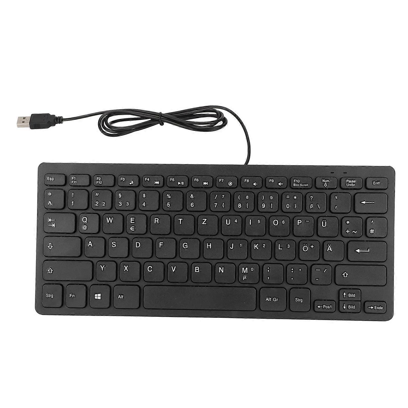 German Keyboard Wired Mini 78 Keys Compact USB Plug and Play for Laptop and Desktop