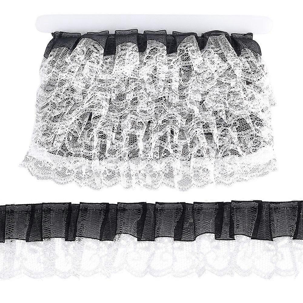 Polyester Lice Trim Ribbons Clothes Accessories Black 2 inch(50mm)