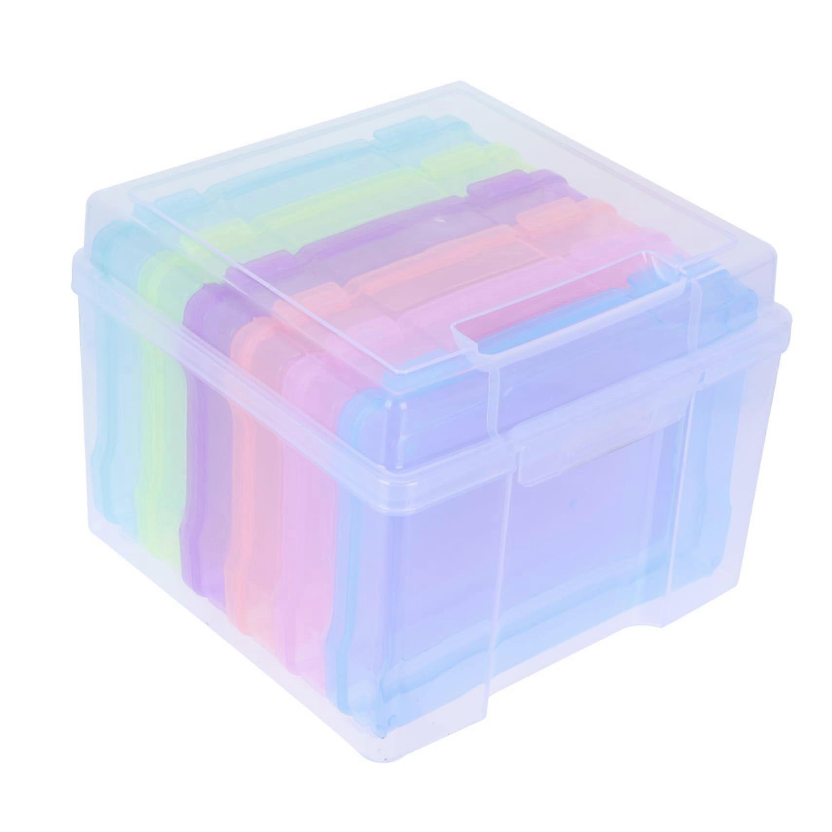 5x7 Photo Storage Organizer Box Clear Stackable Plastic Case with Lid for Home Organization