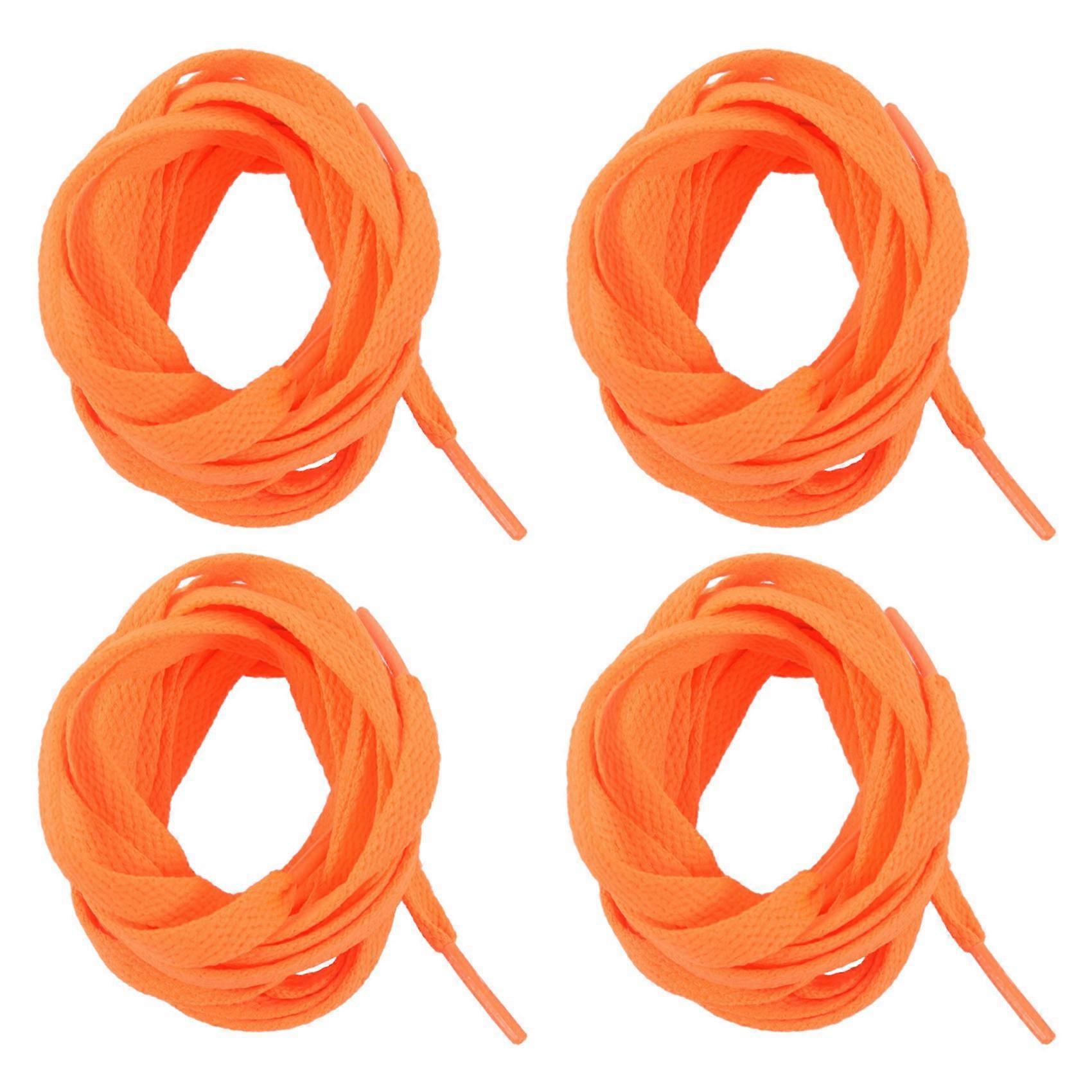 Trainers Replacement 8mm Wide Orange Flat String Shoelace 4 Pair
