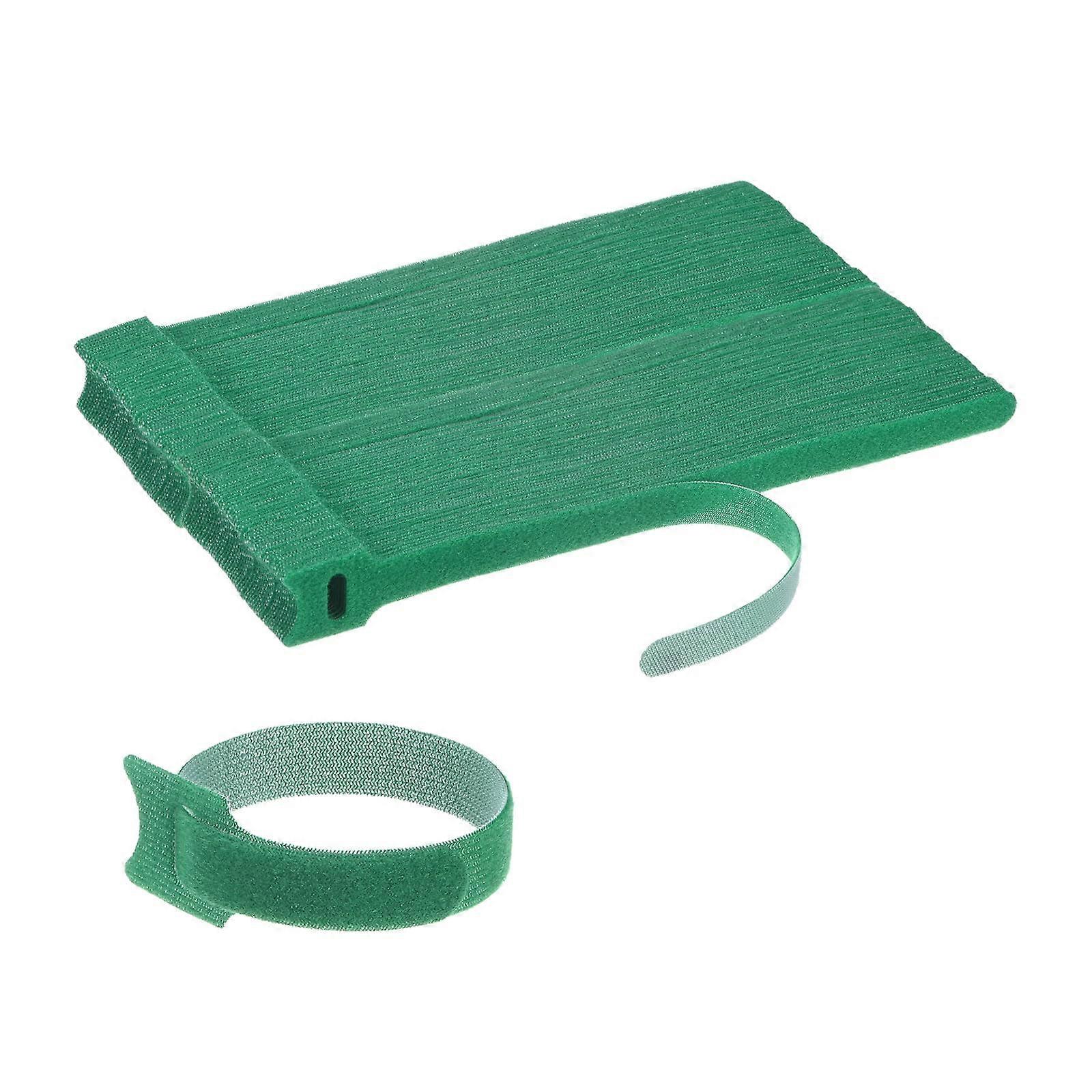 100 Pack Reusable Cable Ties 8 Inch Adjustable Hook and Loop Straps Nylon Green for Cable Management