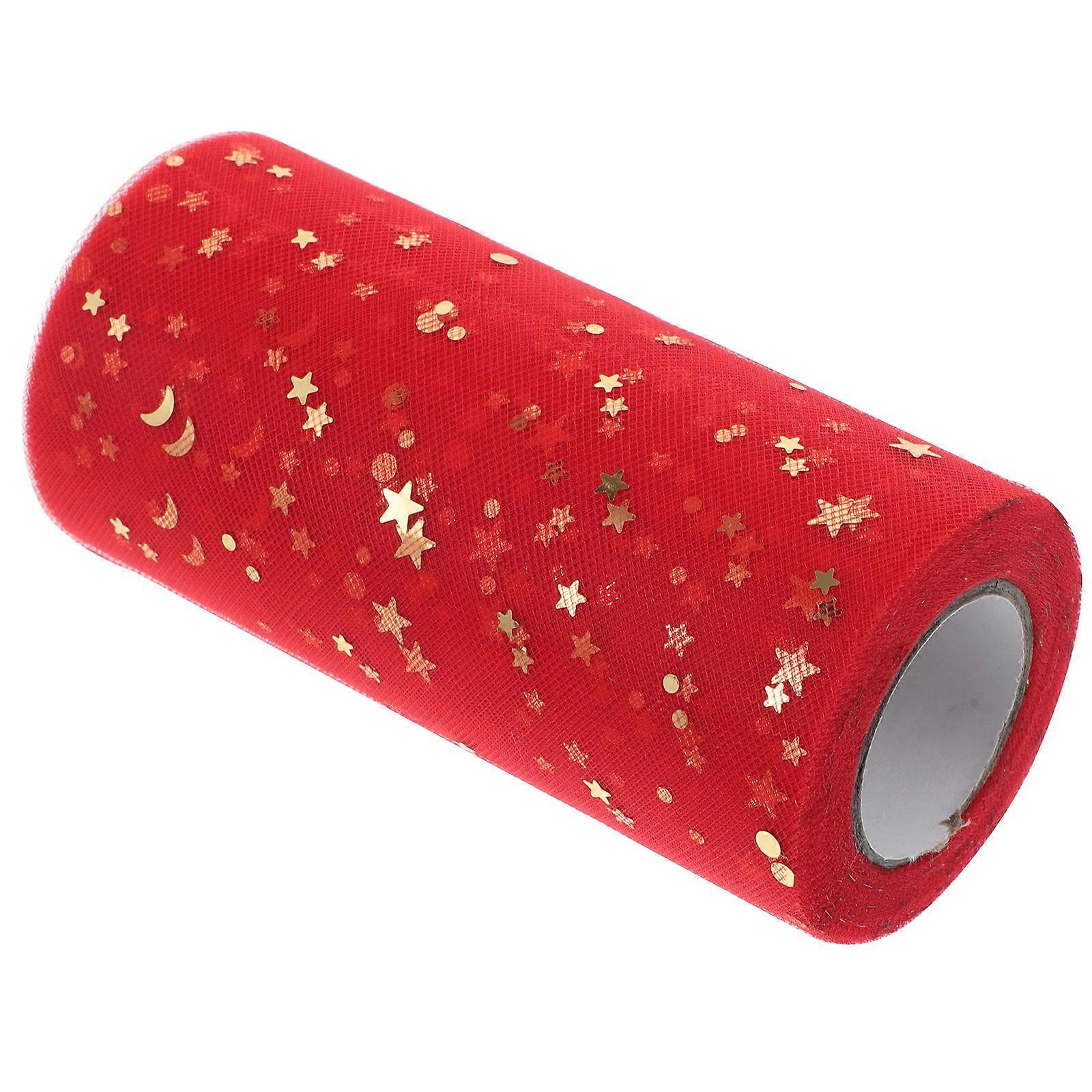 4Pcs Red Gauze Table Skirt with Sequins for Wedding Decoration