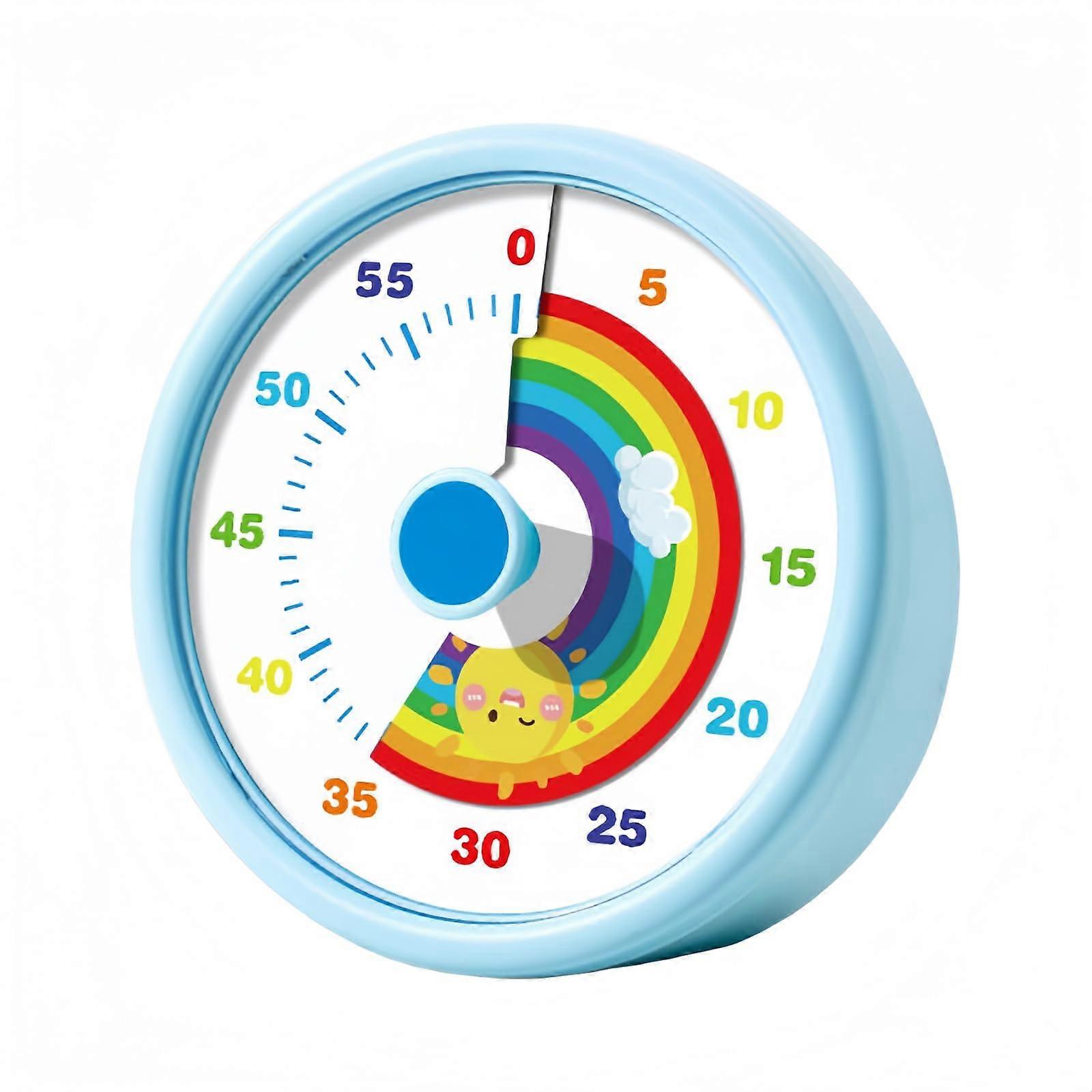 60Minute Visual Timer for Kids with Rainbow Countdown, Silent Operation, Easy Knob Control, Blue