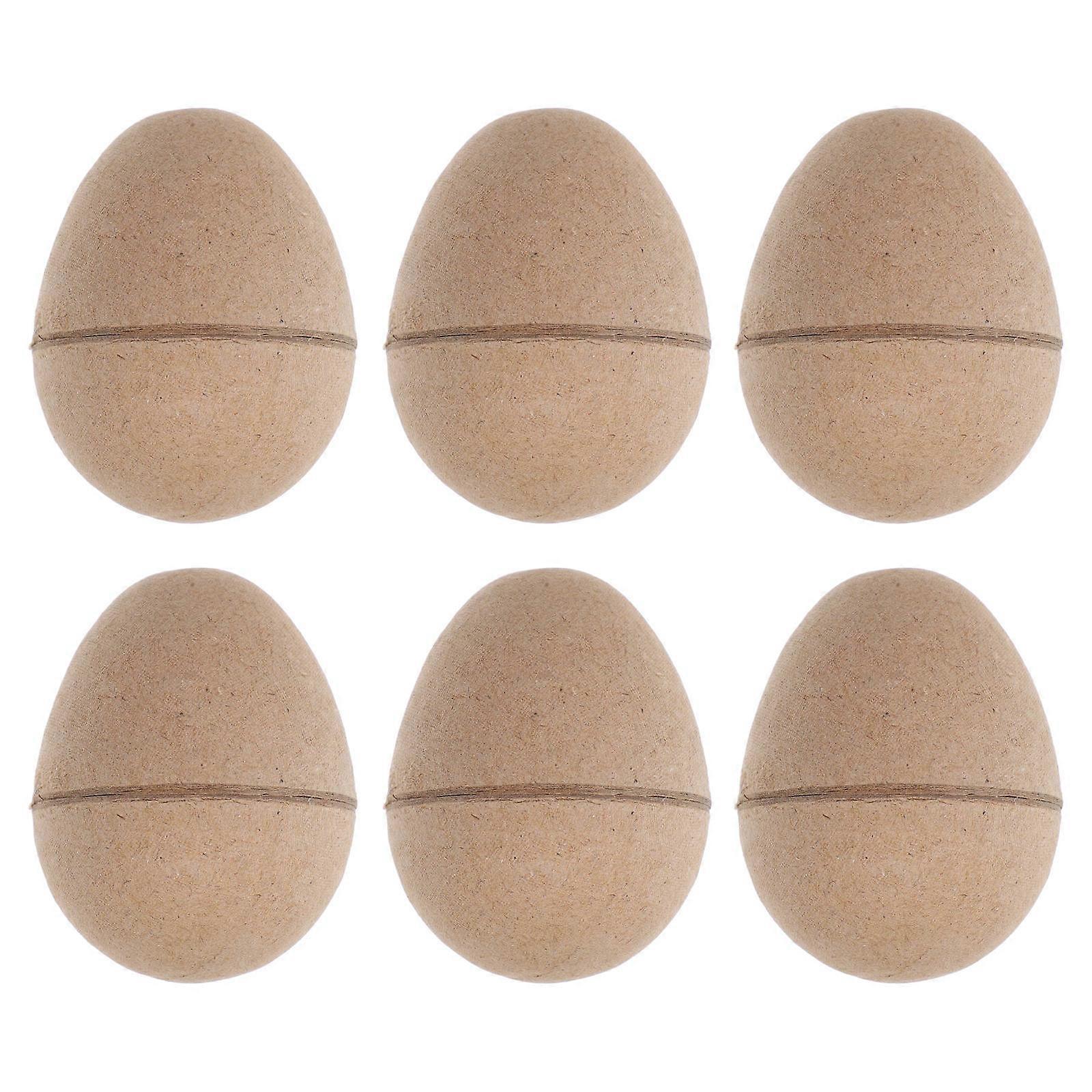 Unpainted Paper Easter Eggs for Decoration 6Pcs DIY Set