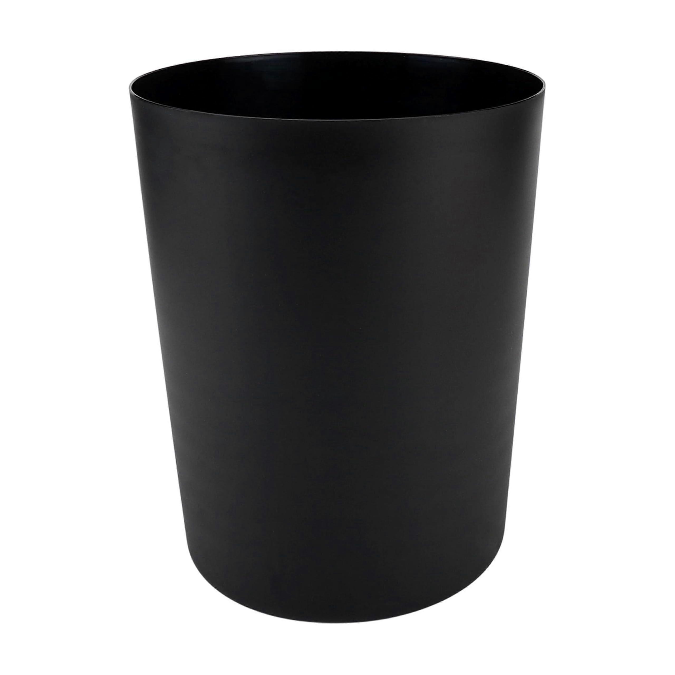 5 Gallon Black Matte Office Trash Can, Durable Plastic Waste Bin, Space Saving Open  Design