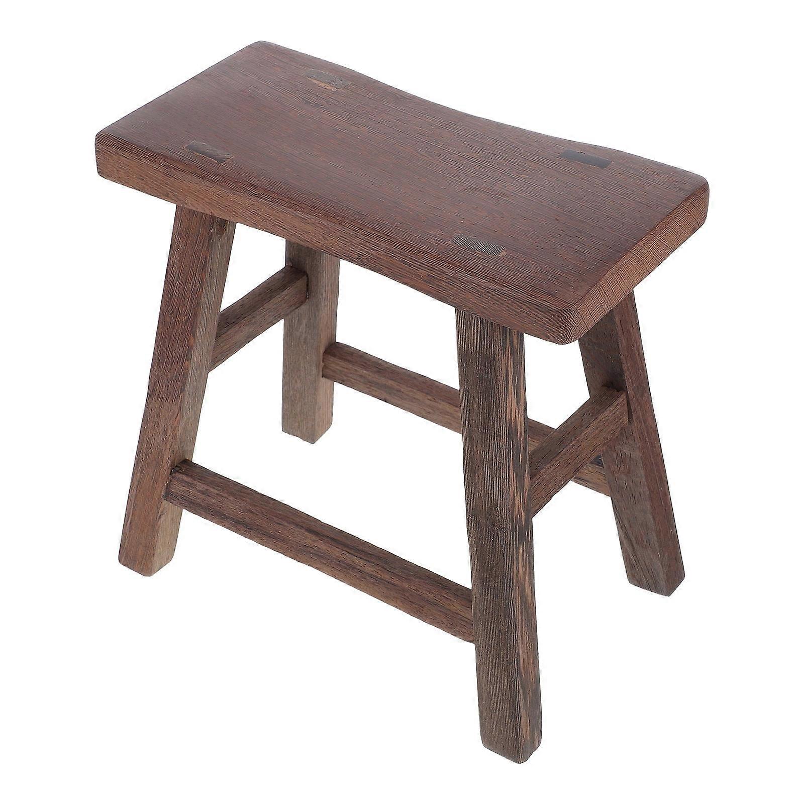 Bathroom Potty Stool Light Brown Solid Wood Rustic Design Step Stool for Kitchen Use 1Pcs