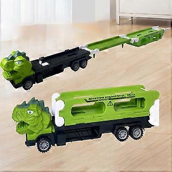 Caminhão de Dinossauro de Brinquedo para Crianças de 3 a 5 Anos, Compatível com Transportador de Dinossauros, Pista de Corrida Dobrável e 3 Carrinhos de Dinossauro.