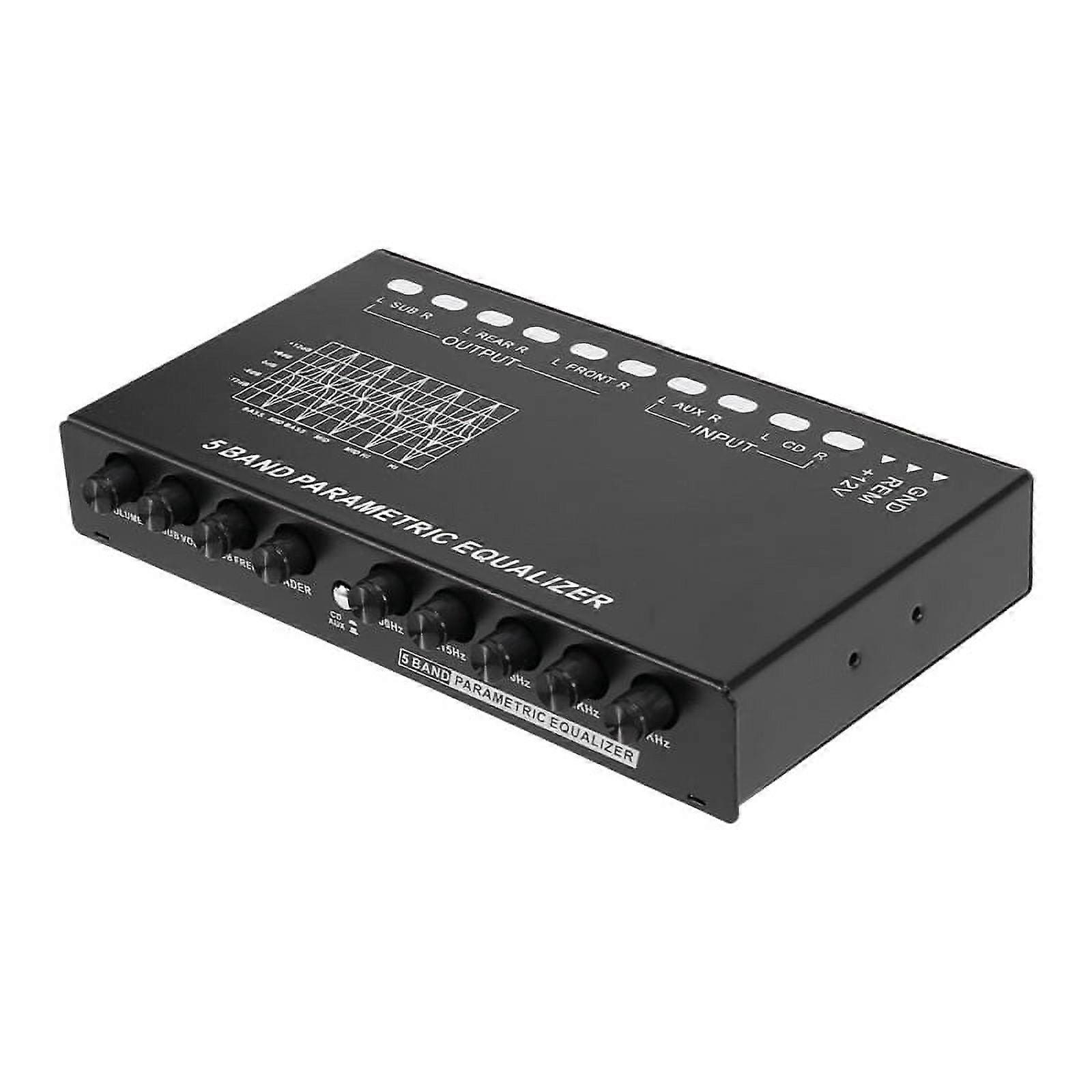 5-band car audio equalizer with CD/AUX input selection switch
