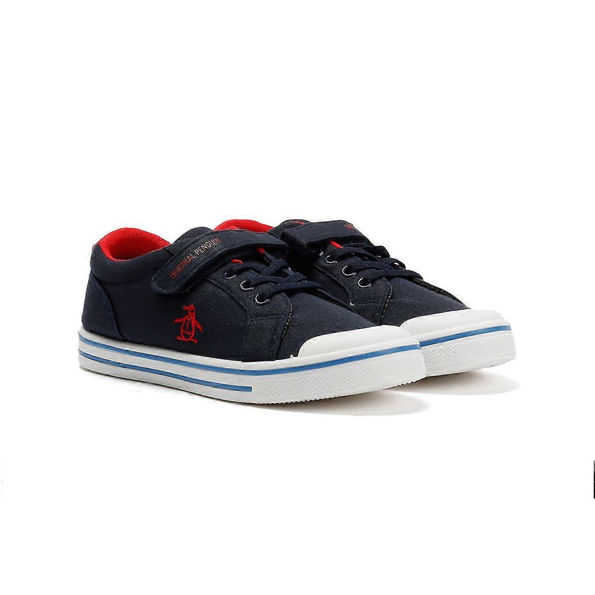 Penguin Junior Rainbow Canvas Navy/Red Trainers