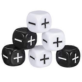 6Pcs Black White 6 sided Dice Minus Sign Plus Sign Dice Counting Dice For Party Bar Game Accessories(Black and White)