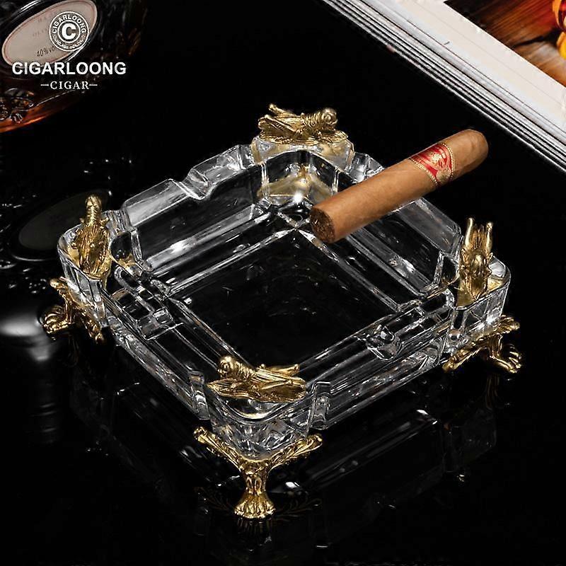 Cigar Ashtray Handmade Austrian Crystal Set Copper Ashtray