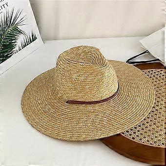 New 2024 Belt Strap Straw Sun Hat for Women Fashion Vacation Beach UV Hats Summer Wide Brim Travel Panama Hats Outdoor sale