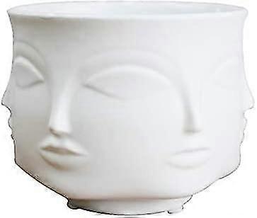 White Ceramic Flower Pot With Cactus Head