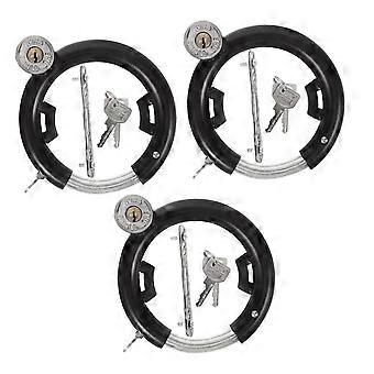 3 Sets Heavy Duty Steel Bike and Motorcycle Lock Keyless Scratch Resistant Security