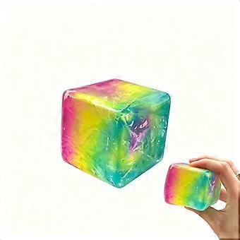 Rainbow Ice Cube Malt Sugar Squishy Ball, Soft Stretch Slow Rebound Squeeze Fidget Toy, Anxiety Relief Sensory Toy for Adults Kids Classroom Party Sup