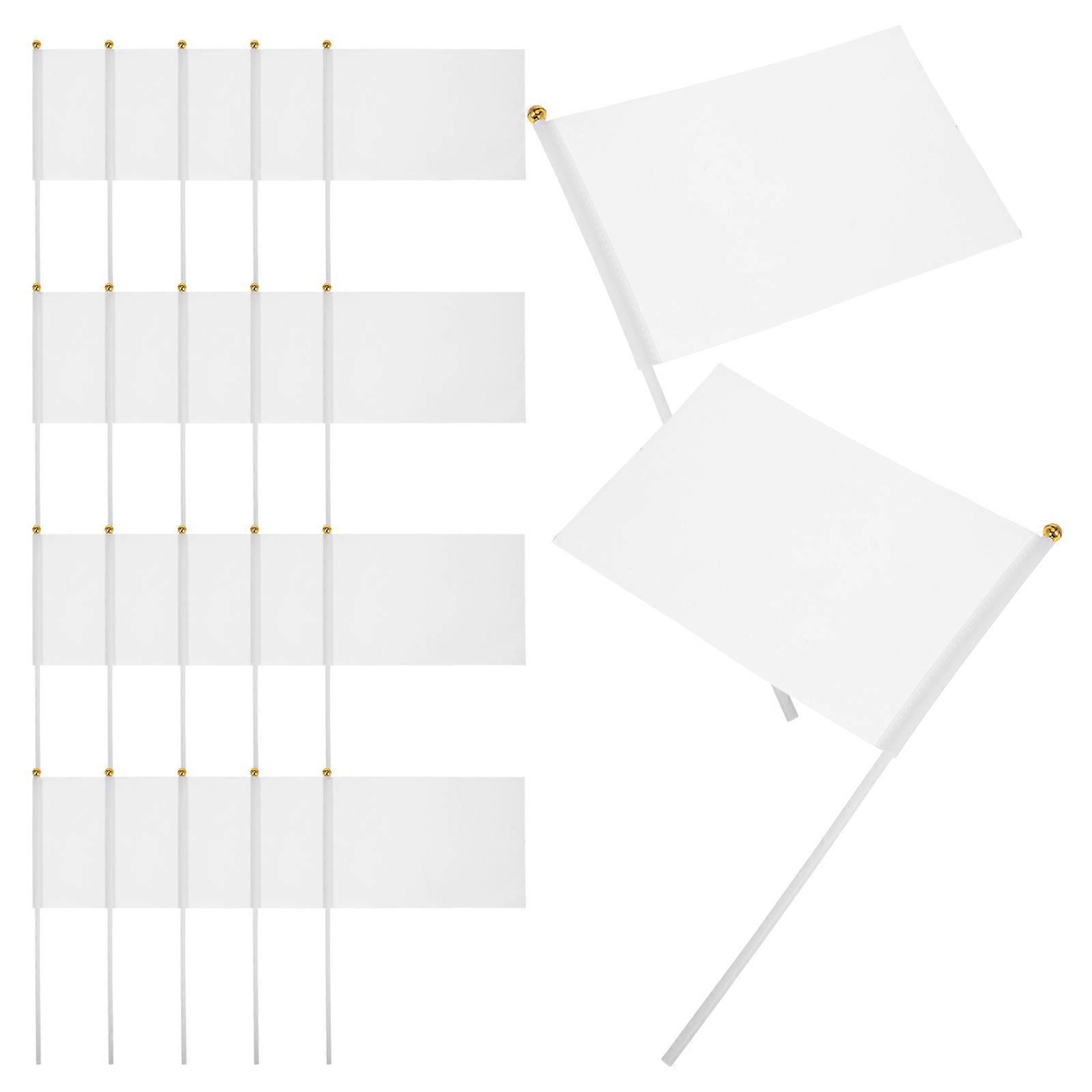 48PCS Hand-Cranked Bunting Flag Commanding Referee Flag Hand Waving Flag Command Flag (White)