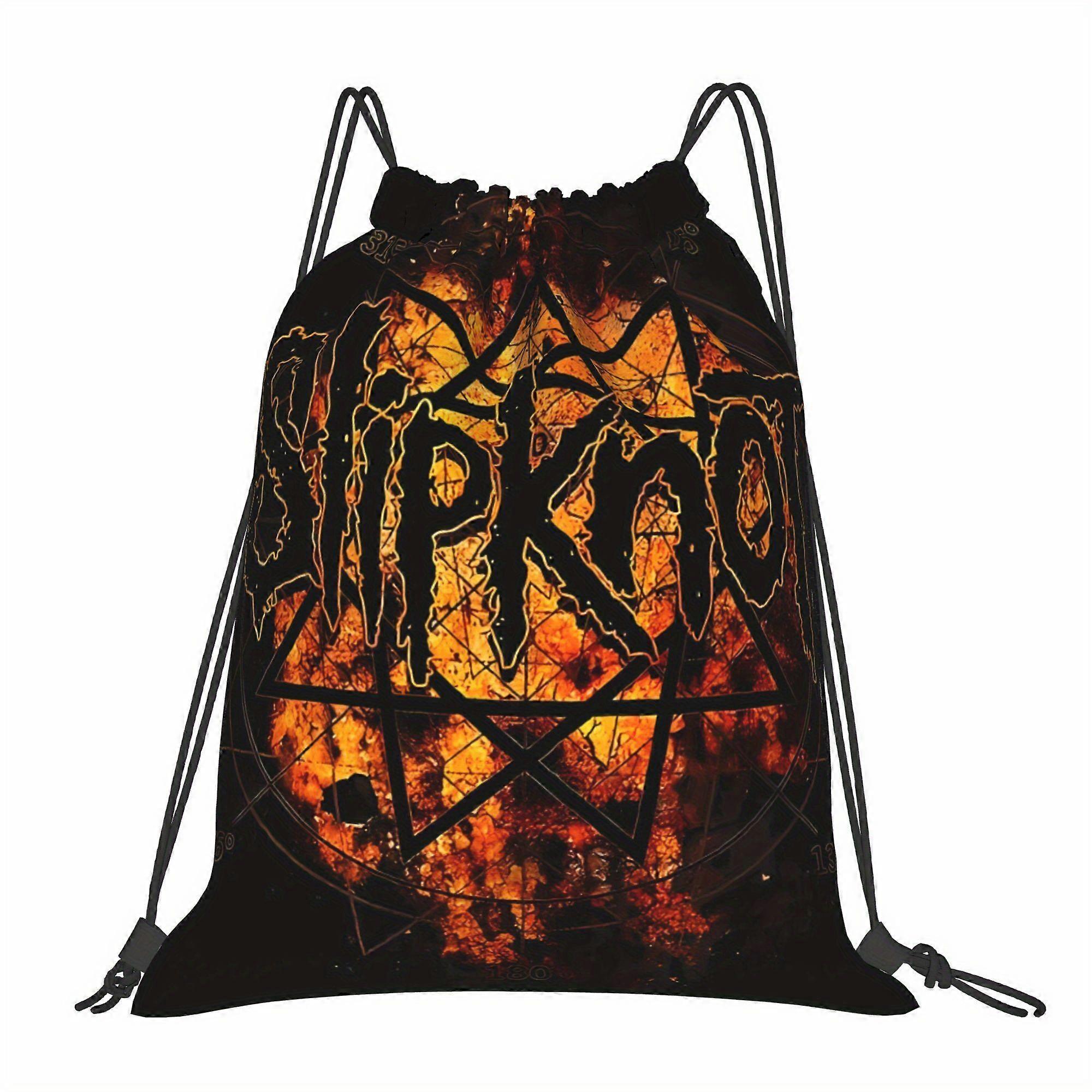 2D Flat Drawstring Bag, BIHUDU Cartoon Pattern Drawstring Backpack - Durable Soft Shell Design, Multi-Pocket Portable, A-Cqazw
