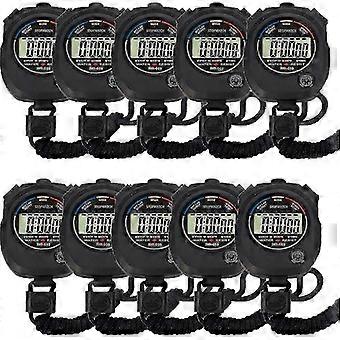 10 pcsMulti-função Cronômetro Esportivo Eletrônico Digital, Display Grande Com Data Hora e Função de Alarme, adequado para Treinadores Esportivos Fitness Coa