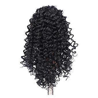 Kinky Curly Lace Front Wig with Clip In Ponytail Extension, Heat Resistant, Natural Hairline 1B/30HL