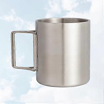 Stainless Steel Cup Double Insulated Coffee Cup with Folding Handle 1Pcs