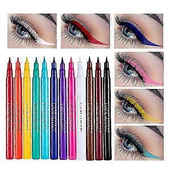 12pcs Matte Rainbow Colorful Liquid Eyeliner Set 12 Colors Soft And Hyper Sharp Tip Brush Eyeliner